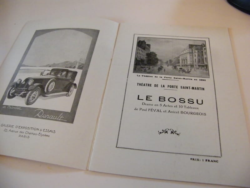Théâtre de la porte Saint Martin Le bossu Féval Bourgeois années 30 Programme — vue 2