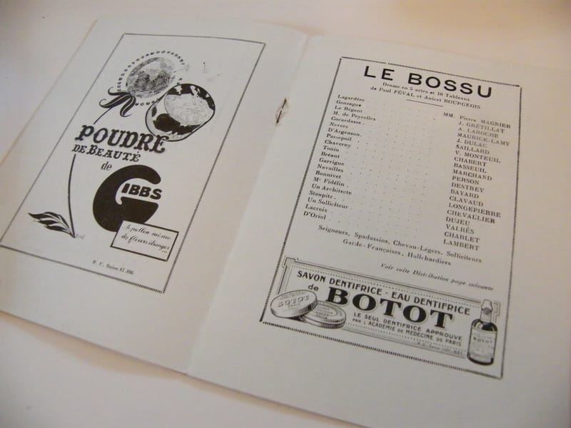 Théâtre de la porte Saint Martin Le bossu Féval Bourgeois années 30 Programme — vue 3