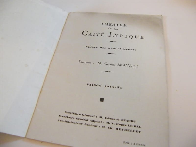 Programme Théâtre gaité Lyrique 1934 1935 La veuve joyeuse — view 2 of 3