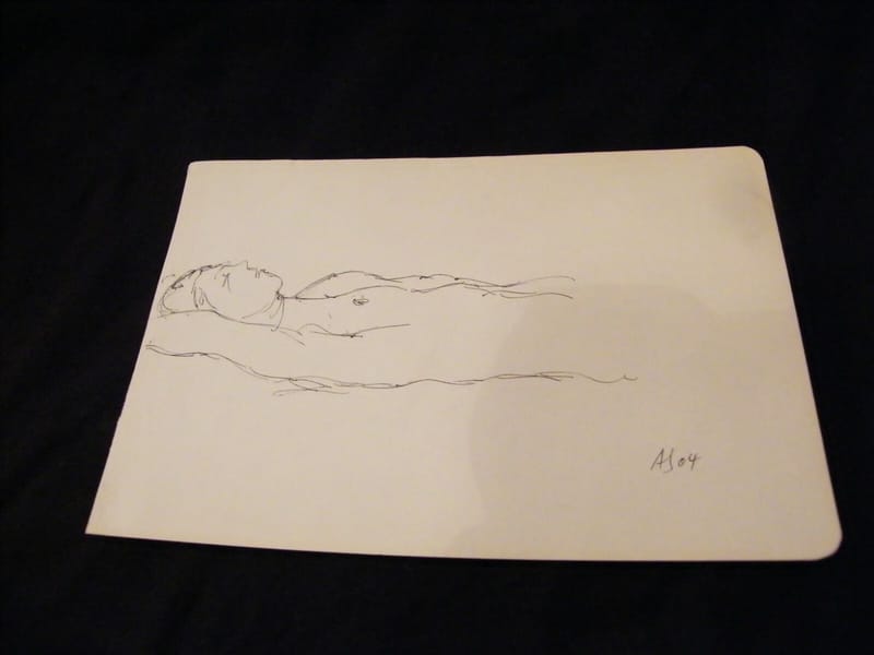 André Simon 1926-2014 Artiste Lorrain Nu sur dos 2004 Croquis au feutre