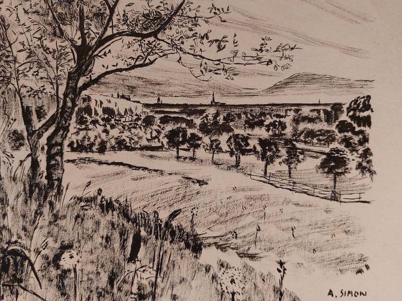 Encre André Simon 1945 Artiste Lorrain Metz Vue de St Julien — vue 2
