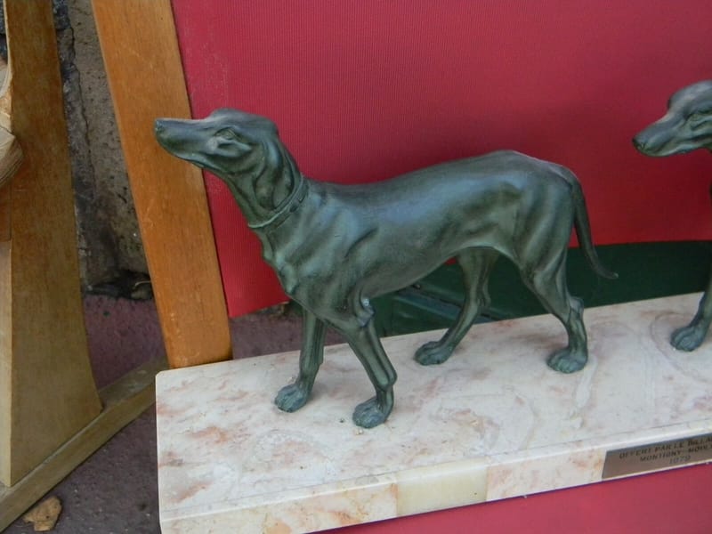 Régule Patine Bronze Chiens Lévriers Régule patine Bronze — vue 2