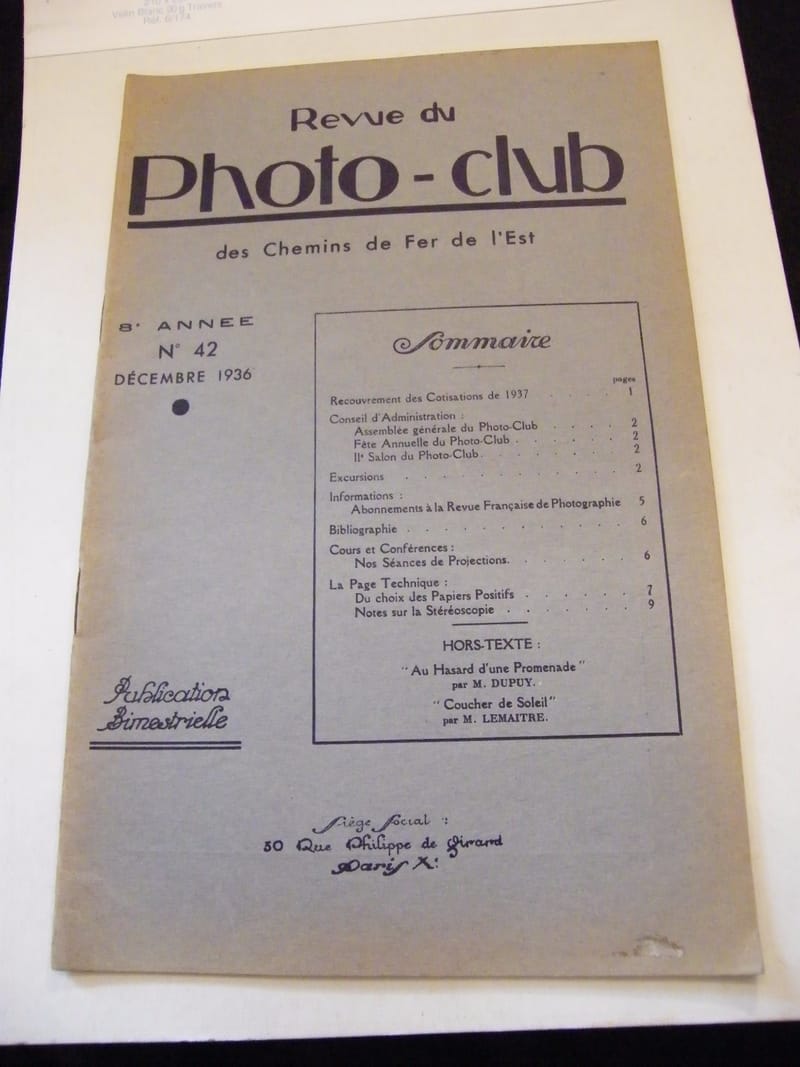 "Revue du Photo Club des Chemins de fer de l'Est N°42 Décembre 1936"