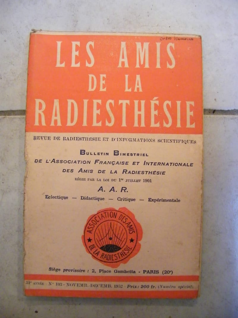 Radiesthésie Les Amis de la Radiesthésie N°103 Novembre Décembre 1952