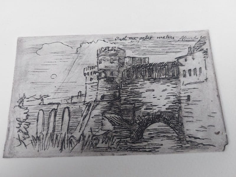 Eau Forte Metz Porte Allemands André Simon Artiste Lorrain Metz Duel petit matin