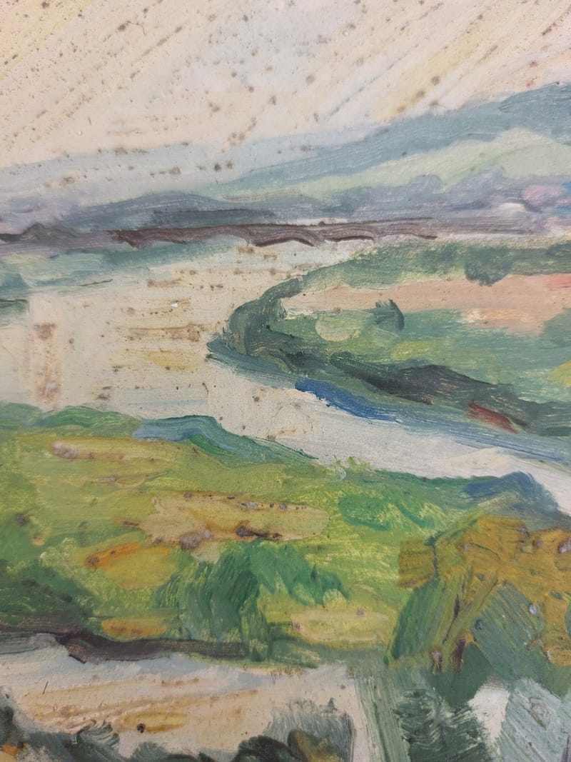 Metz Haut St julien .Simon 1926-2014 1949 Artiste Lorrain Huile sur Papier — vue 3
