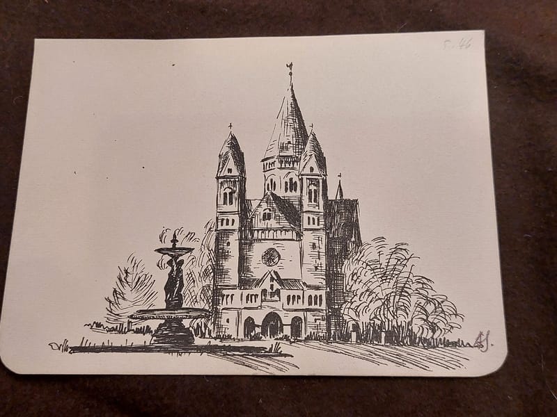 Encre André Simon 1946 Artiste Lorrain Metz Temple