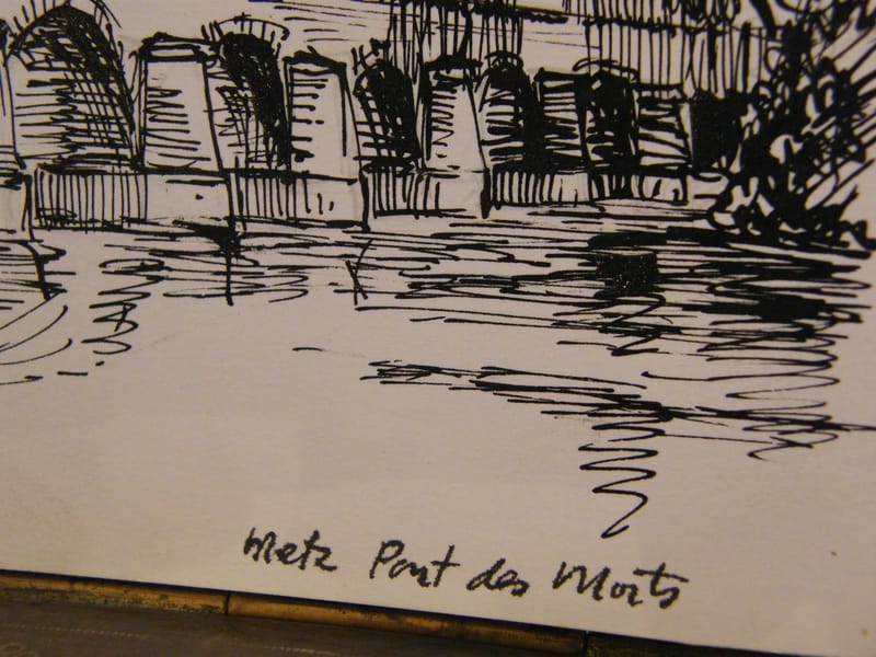 Metz Pont des Morts André Simon 1926-2014 1985 Artiste Lorrain Encre de chine — vue 2