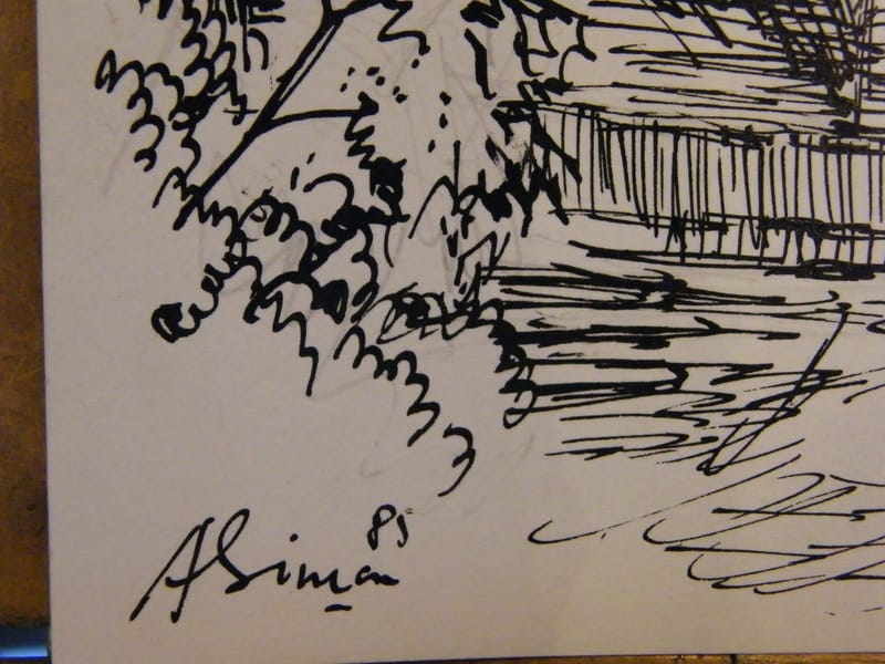 Metz Pont des Morts André Simon 1926-2014 1985 Artiste Lorrain Encre de chine — vue 3