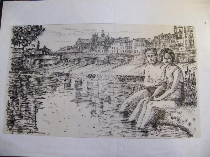 Metz André Simon 1926-2014 Encre de Chine sur calque
