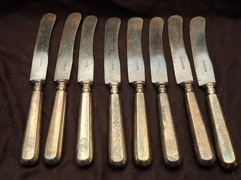 Argent Plaqué Couteaux Viande Silver Silber E Clauberg