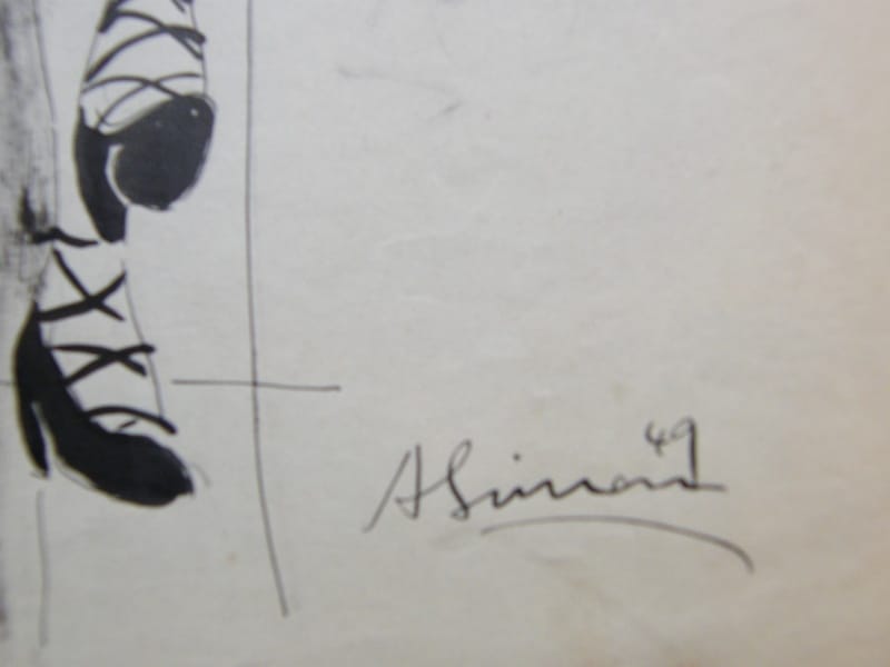 Femme André Simon 1926-2014 1949 Artiste Lorrain Encre de Chine sur calque — vue 2
