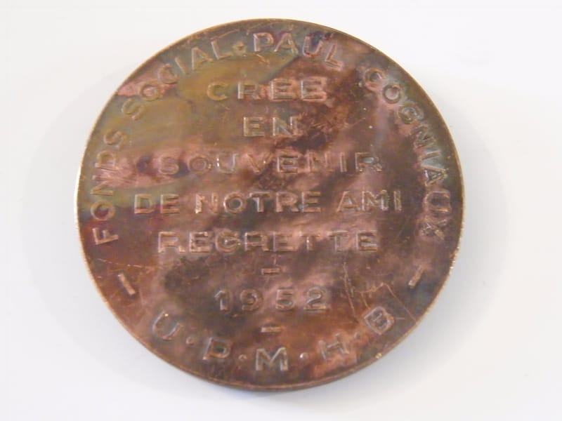 Médaille Bronze Paul Cogniaux 1902 1952 Belgique — vue 2