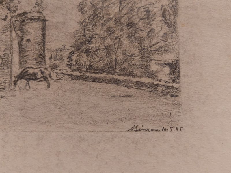 Crayon André Simon 1945 Artiste Lorrain Metz Remparts Vauban — vue 3