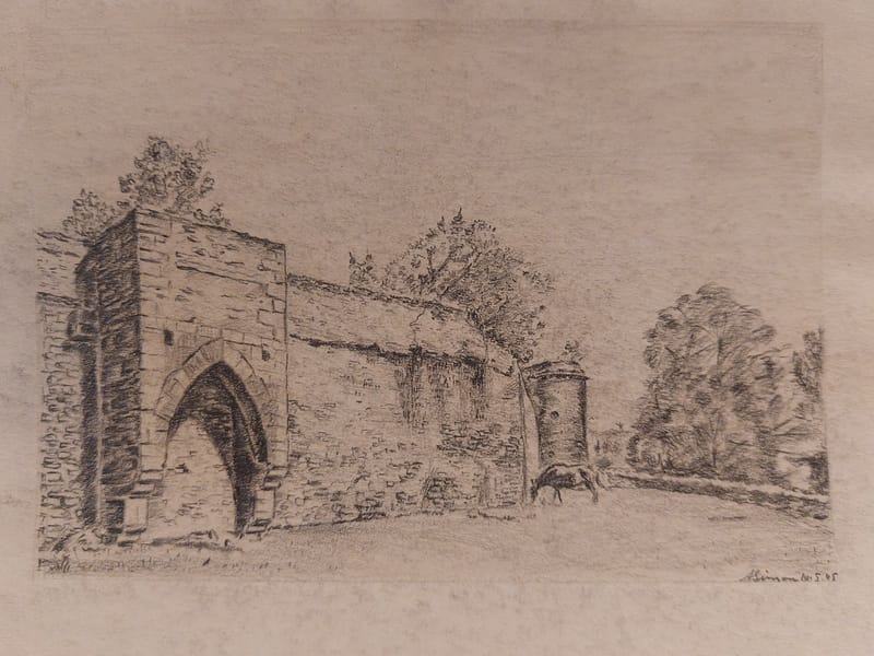 Crayon André Simon 1945 Artiste Lorrain Metz Remparts Vauban — vue 2
