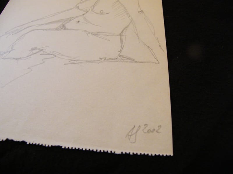 "Esquisse au Crayon Nue assise André Simon 1926-2014 Artiste Lorrain 2002 3" — vue 2