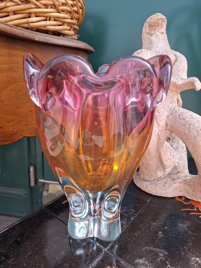 Josef Hospodka CHRIBSKA Glass Vase Czech Bohemian Art
