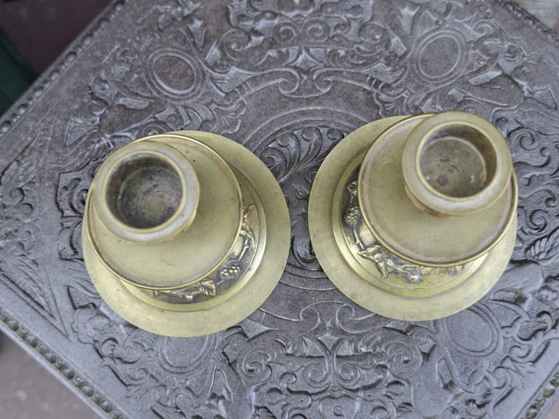 Bronze Art Nouveau Bougeoirs Insectes Scarabées Doryphores — vue 4