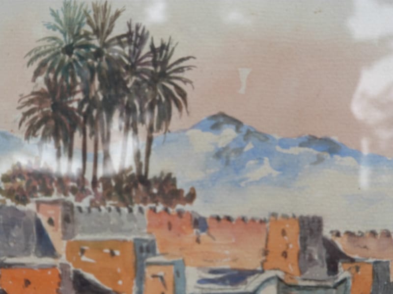 Aquarelle orientaliste Fez Maroc ancienne Signée P. De Saedeler — vue 5