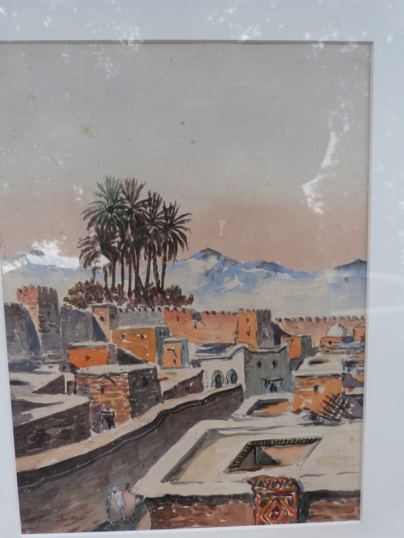 Aquarelle orientaliste Fez Maroc ancienne Signée P. De Saedeler — vue 2
