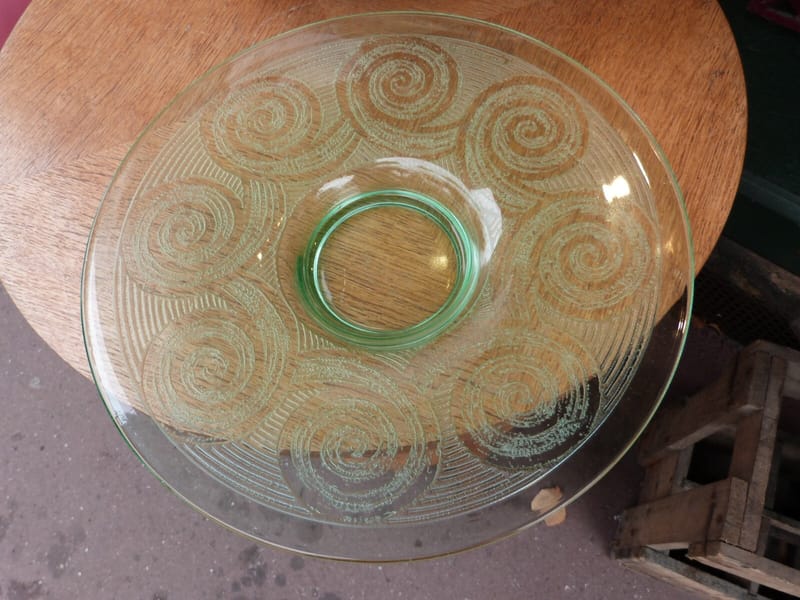 Verame Art Déco Verre Coupe dégagé à l'acide Verrerie d'art de Metz Verte