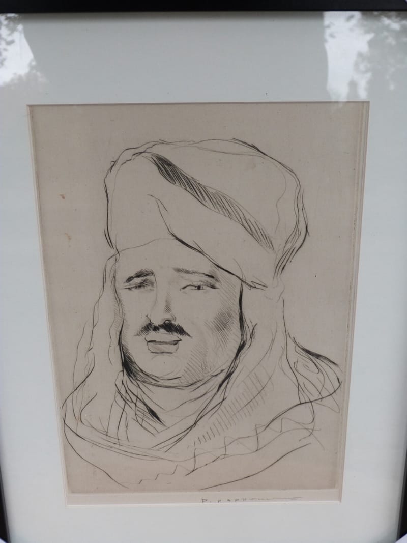 Paul Daxhelet Portrait Cheick  Eau Forte Originale 1905 1993