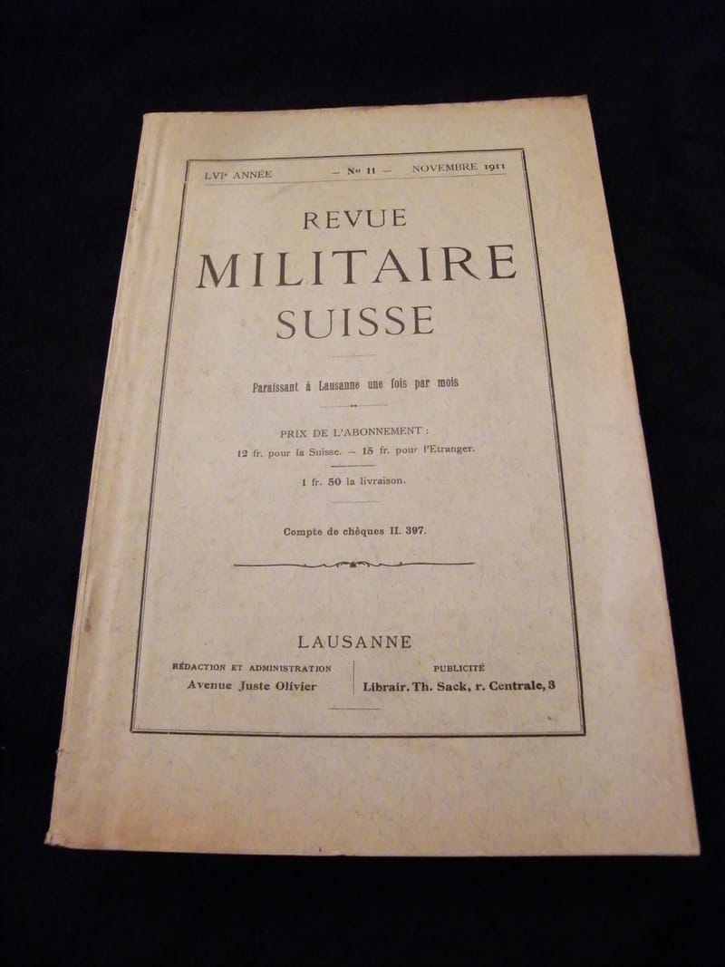 "Revue militaire Suisse N°11 Novembre 1911"