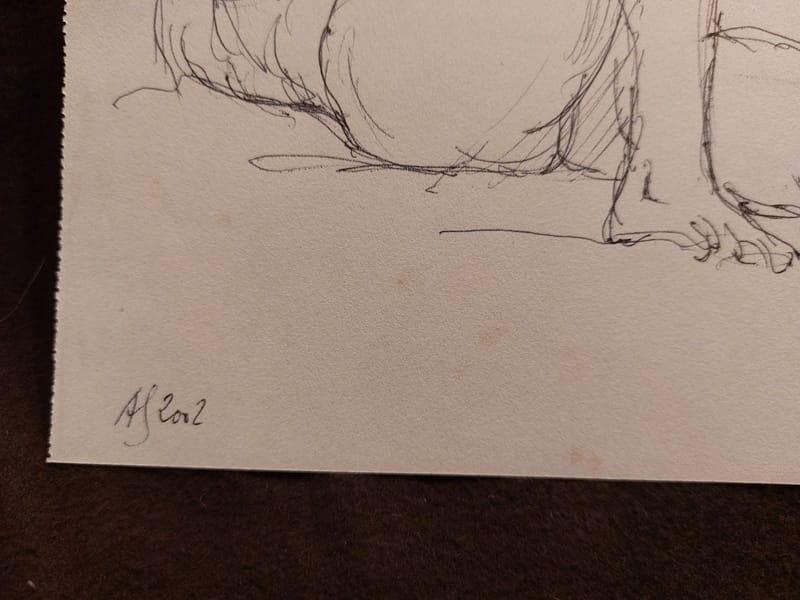 Encre André Simon 2002 Artiste Lorrain Metz AS Nu Couché dos — vue 3