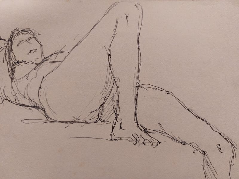Encre André Simon 2002 Artiste Lorrain Metz AS Nu Couché dos — vue 2