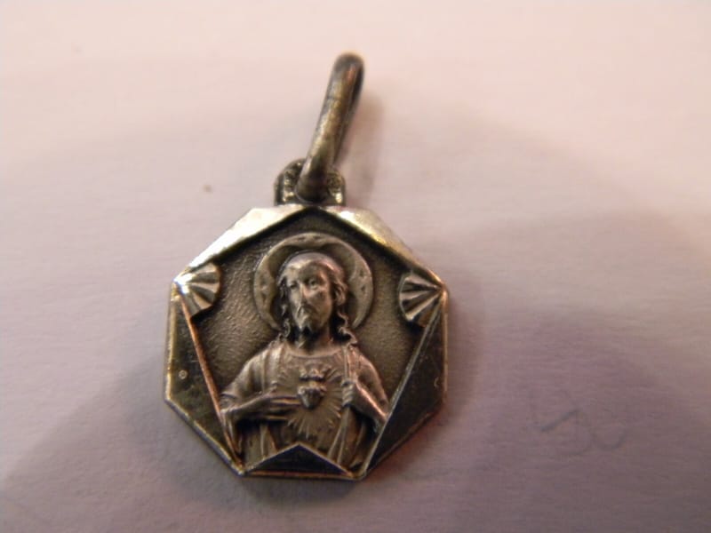 Jésus Montmartre Argent Médaille Pendentif Hexagonale Plaqué Silver Silber