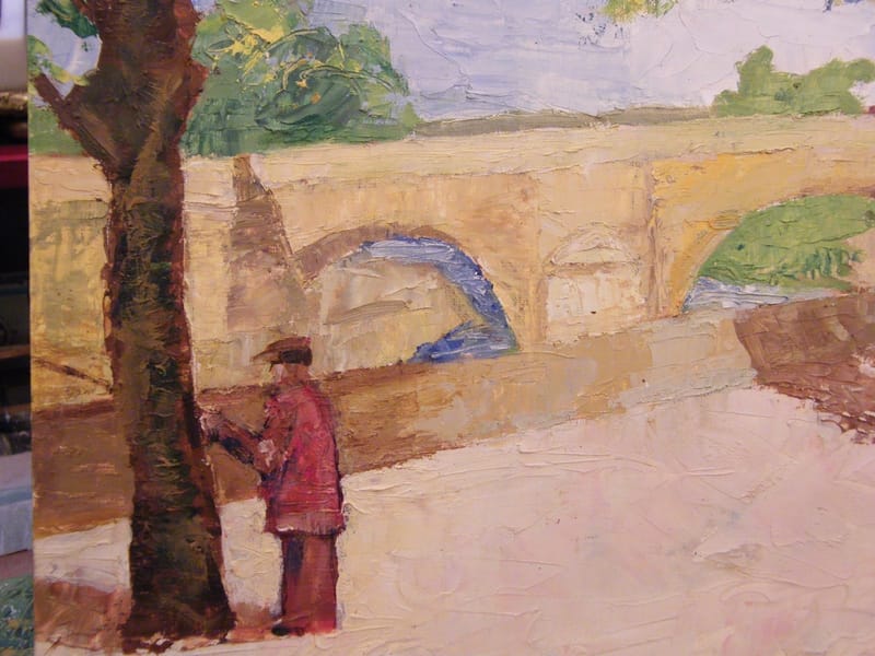 Metz Pont St Georges Fabert André Simon 1926-2014 Artiste Lorrain Huile Papier — vue 2