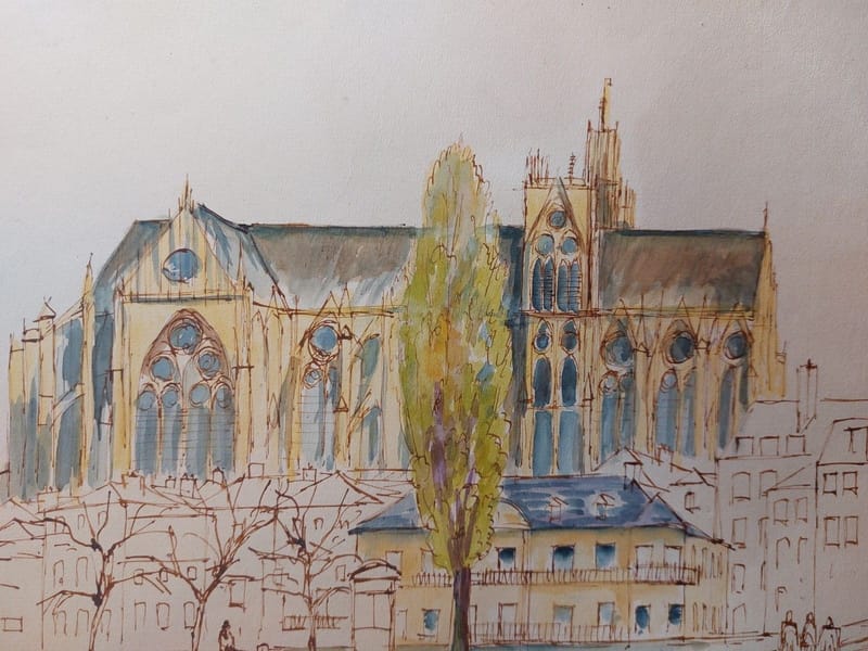 Metz Cathédrale Pont Roches A.Simon 1926-2014 1962 Artiste Lorrain Double Face — vue 2