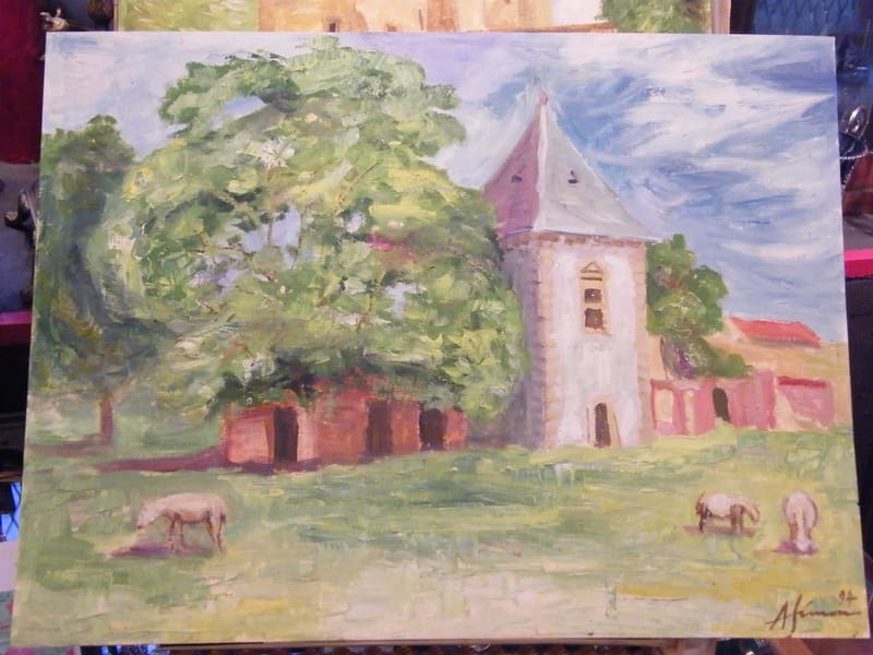 Ferme André Simon 1926-2014 Artiste Lorrain 1994 Huile Papier