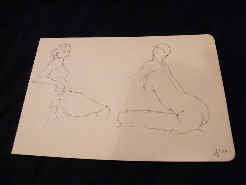 Nus André Simon 1926-2014 Artiste Lorrain Nu 2004 Double Croquis au feutre