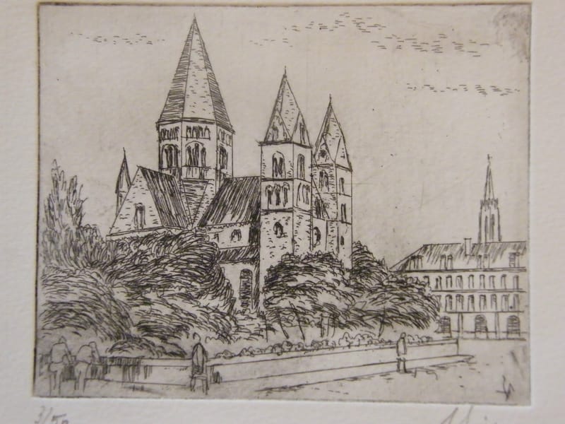 Eau Forte Temple Protestant de Metz A Simon (1926-2014) Numéroté Artiste Lorrain — vue 2