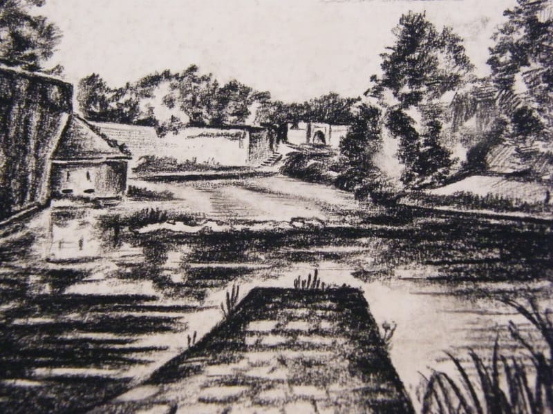 La Seille Metz André Simon 1926-2014 1945 Artiste Lorrain Fusain — vue 3