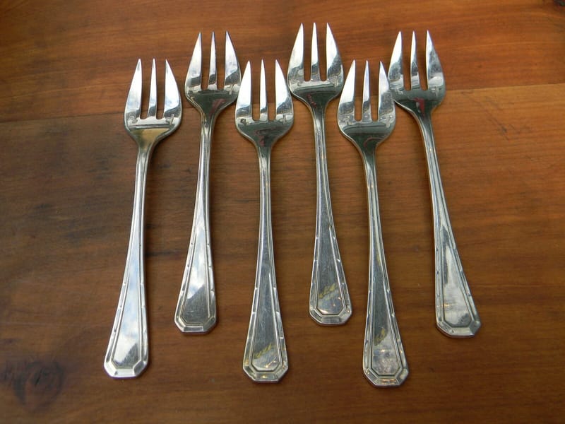 Christofle Fourchettes Huitres Art Déco Modèle Tosca Argent Plaqué Silver