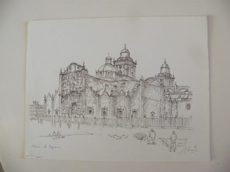 Mexico Sagravia André Simon 1926-2014 1995 Artiste Lorrain Encre chine