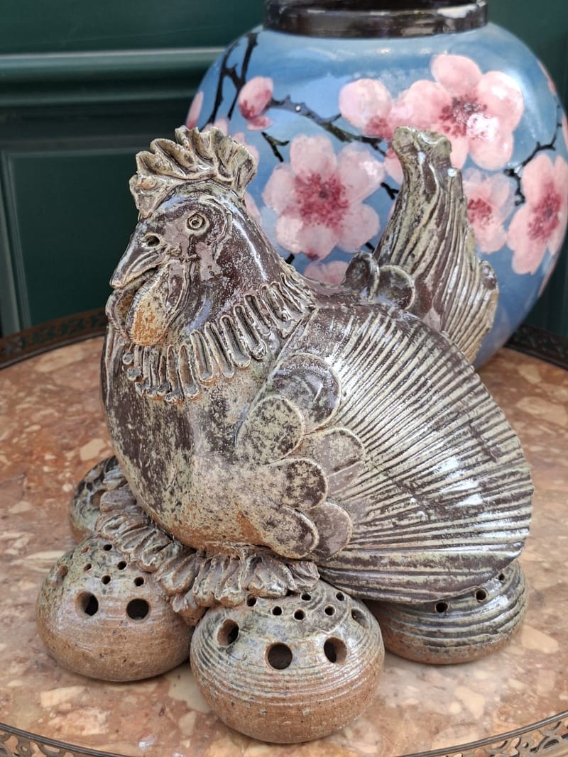 Poule Céramique Catido Grès Pique Fleurs Dominique Dupont La Borne