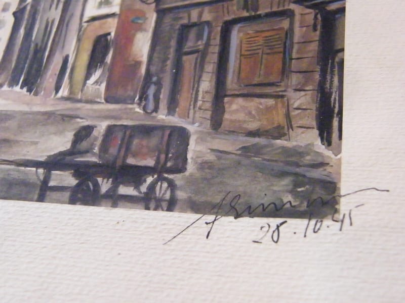 Metz Rue Abreuvoir André Simon 1926-2014 1945 Artiste Lorrain Aquarelle — vue 2