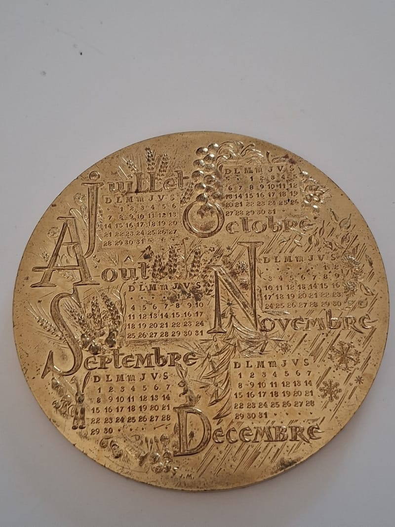 Médaille Bronze Calendrier 1974 Bronze Florentin Mauviel — vue 3