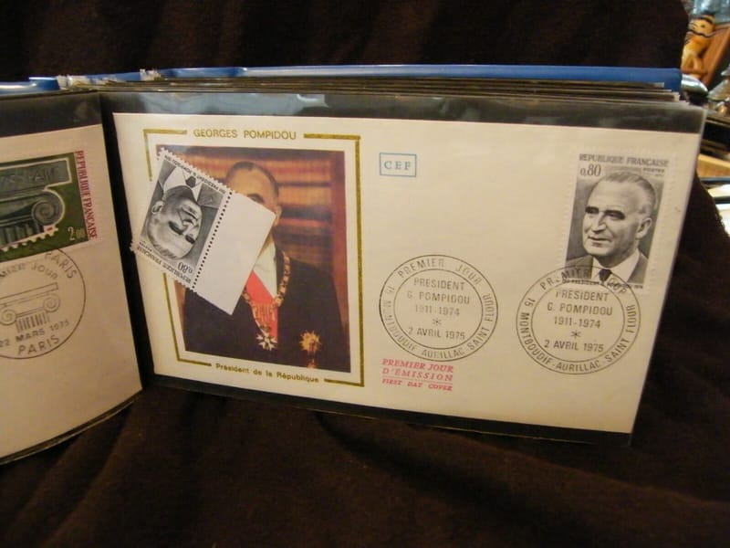 "Enveloppe 1er jour Georges Pompidou Président 1975 + Timbre non oblitéré"