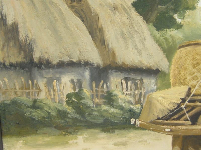 Cambodge Indochine Huile sur Toile Années 50 60 Porteuse d'eau — vue 3