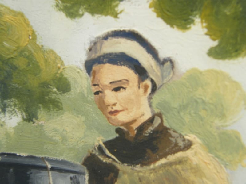 Cambodge Indochine Huile sur Toile Années 50 60 Porteuse d'eau — vue 5