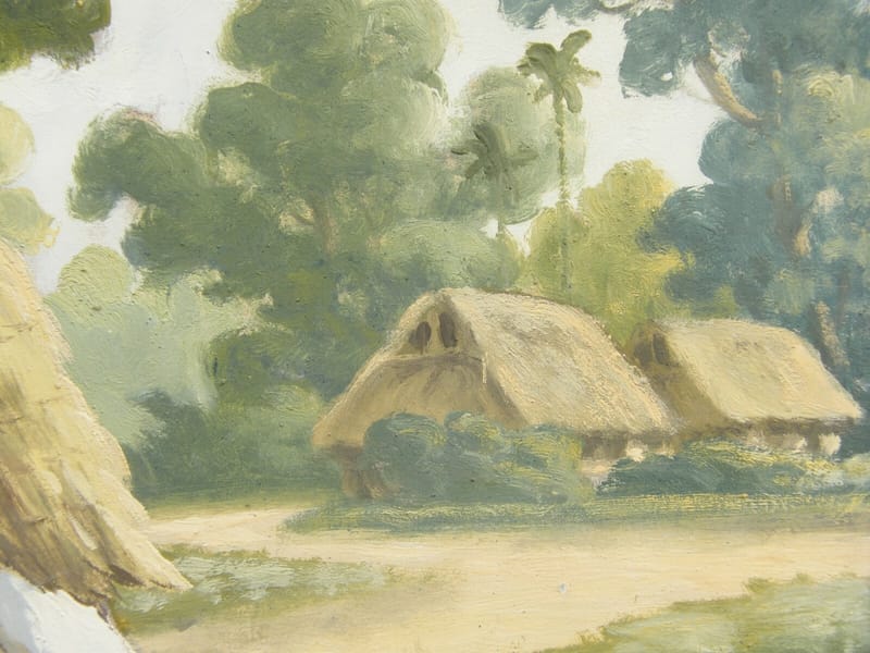 Cambodge Indochine Huile sur Toile Années 50 60 Porteuse d'eau — vue 4