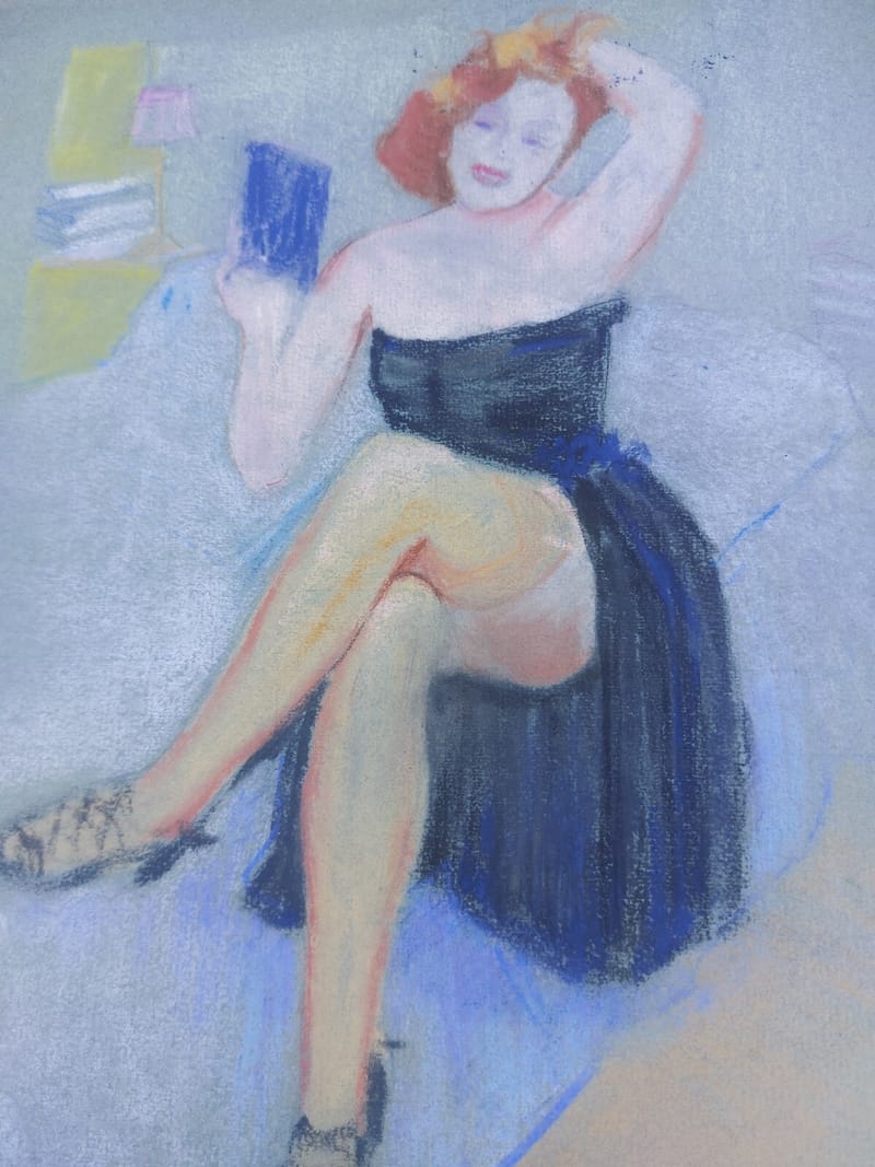 Pastel Pin up André Simon 1951 Artiste Lorrain Metz — vue 2