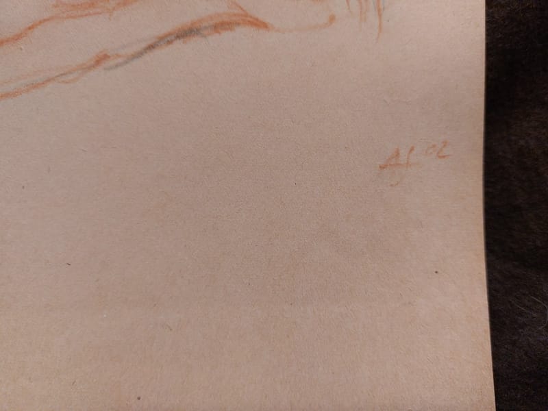 Crayon André Simon 2002 Artiste Lorrain Metz nu sur le dos — vue 3