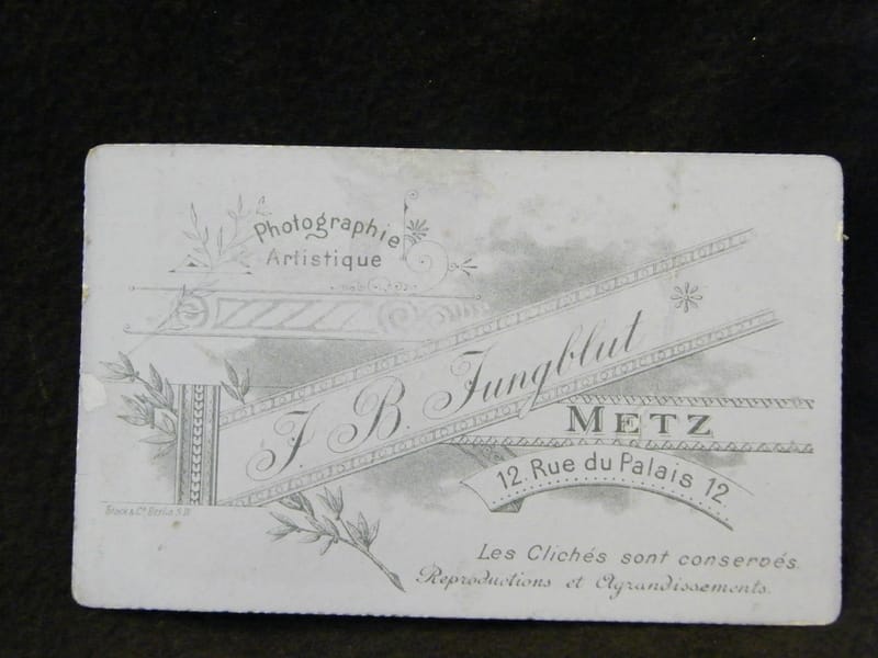 "Photographie CDV Homme JB Jungblud Rue du Palais Metz XIX ème Siècle" — vue 2