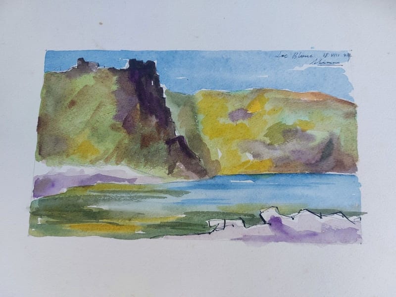 Lac Blanc André Simon 1926-2014 1949 Artiste Lorrain Aquarelle — vue 2