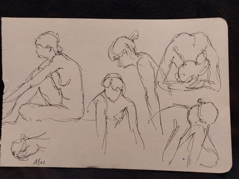 Encre André Simon 2002 Artiste Lorrain Metz AS Nus esquisses